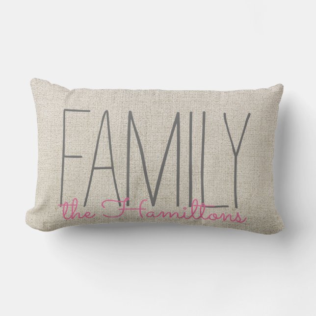 Rustik Chic Family Monogram IN BEIGE ROSA Lumbarkudde (Framsida)