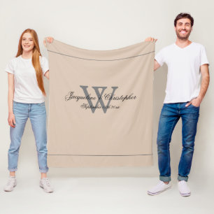 Rustik, Chic för nylott & Bröllop Gift Monogram Fleecefilt