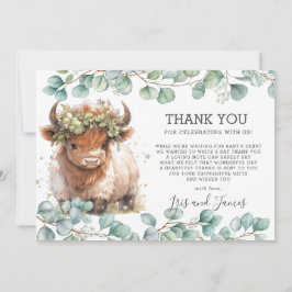 Rustik Chic Greenery Highland Cow Baby Shower Tack Kort