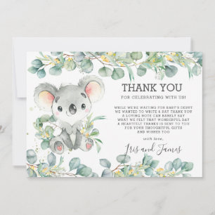 Rustik Chic Grey Cute Koala Baby Shower Boy Tack Kort