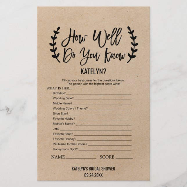 Rustik Chic hur bra vet du hur bridspelet fungerar (Framsida)