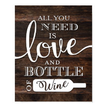 Rustik Chic KÄRLEK OCH FLASKA AV VIN