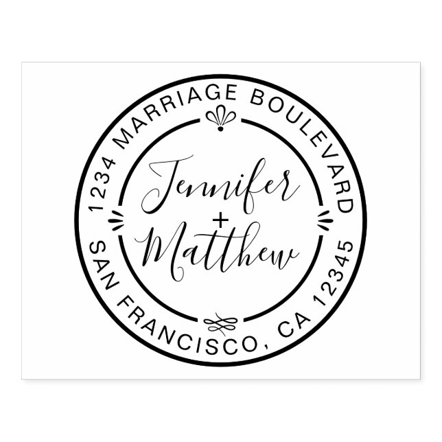 Rustik Chic Monogram Namn Round Returadress Stämpel (Tryck)