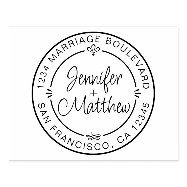 Rustik Chic Monogram Namn Round Returadress Stämpel (Tryck)