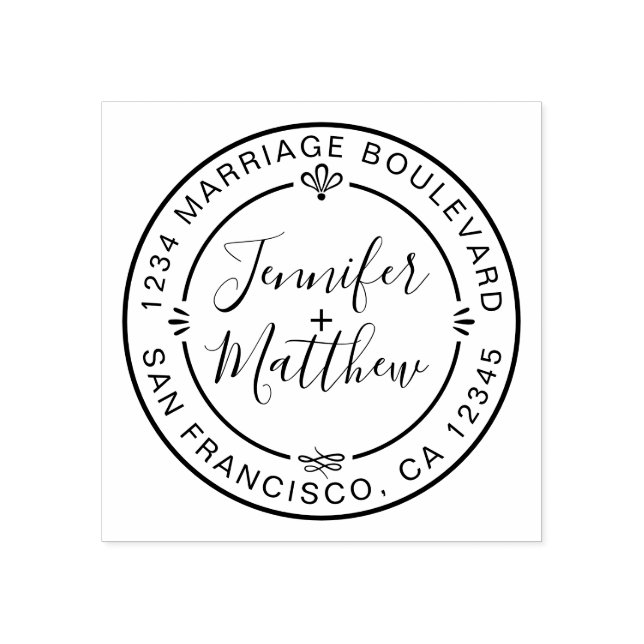 Rustik Chic Monogram Namn Round Returadress Stämpel (Tryck)