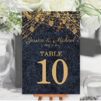 Rustik Chic Navy Blue Guld Sträng Ljusstake Bröllo