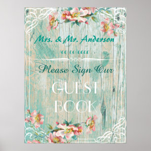 rustik chic-plakat ,bröllop gästbok plakat poster