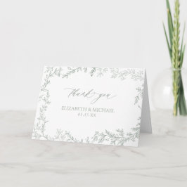 Rustik Chic Sage Grönt Leafy Ram Photo Tack Kort