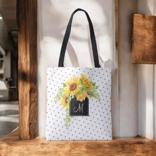 Rustik Chic Solblommor och sotkrukor med monogram Tygkasse