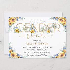 Rustik Chic Solrosblå Gender för Blommigt Inbjudningar