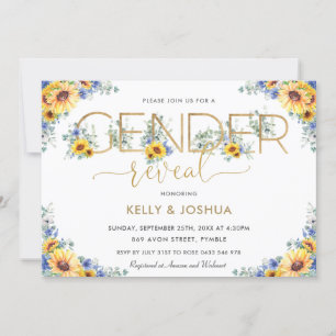 Rustik Chic Solrosblå Gender för Blommigt Inbjudningar