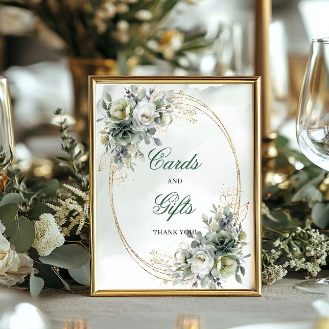Rustik Chic Vattenfärg Boho Kort och Gåvor Skylt (Rustic Chic Watercolor Boho Cards and Gifts Sign)