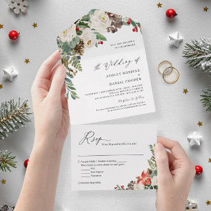 Rustik Chic Winter Blommigt Gräs Berries Bröllop