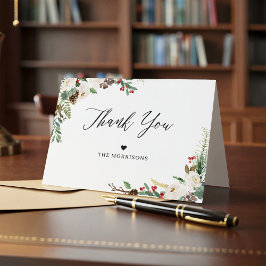 Rustik Chic Winter Blommigt Holly Berries Tack Kort