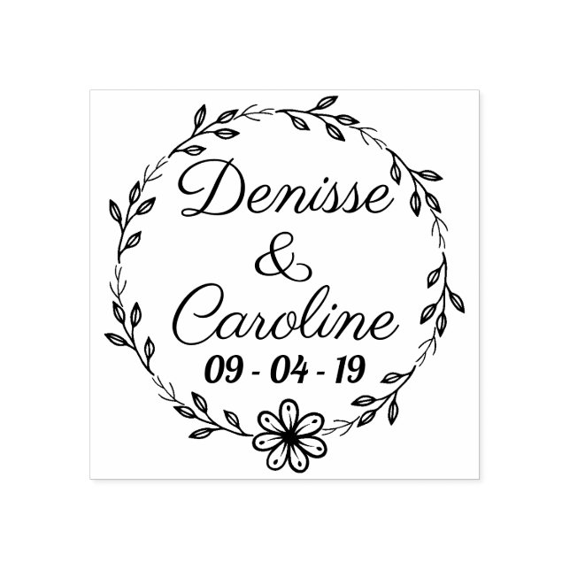 Rustik cirkel - Löven sparar inte datumet Stämpel (Tryck)