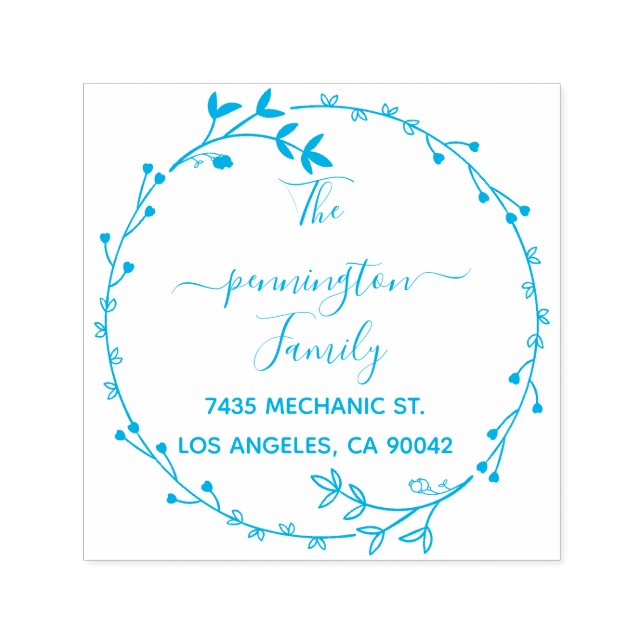 Rustik cirkulationsblommor, handskriven Returadres Självfärgande Stämpel (Design)