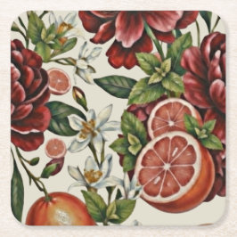 Rustik Citrus Blommig sommar Bröllopsdusch Underlägg Papper Kvadrat