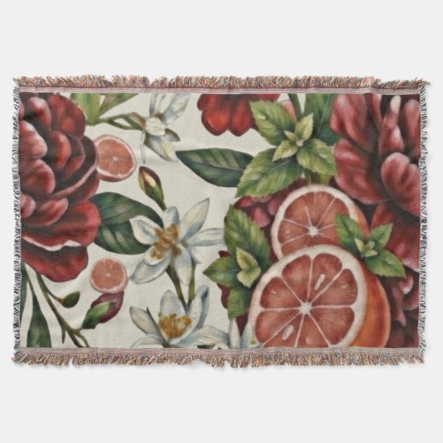 Rustik Citrus Blommig sommar Filt (Framsidan)