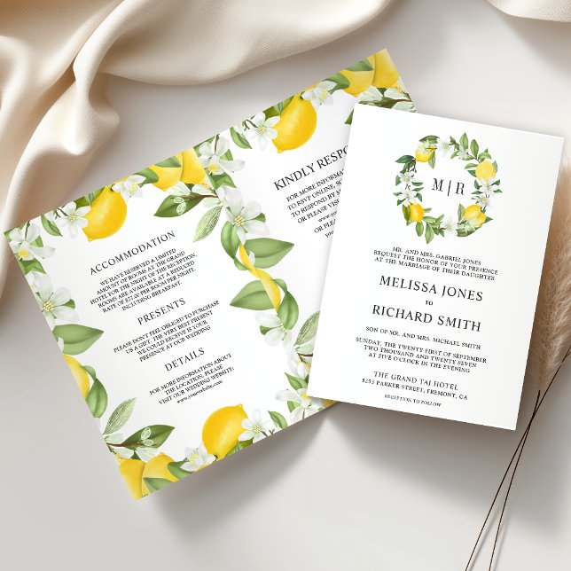 Rustik Citrus Citron Fruktodling QR-kod Bröllop Inbjudan (Skapare uppladdad)