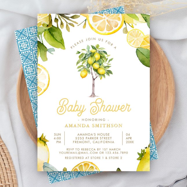 Rustik Citrus Citron Träd Baby Shower Inbjudningar (Skapare uppladdad)