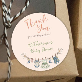 Rustik Clothesline Baby Shower Tack Gift Runt Klistermärke