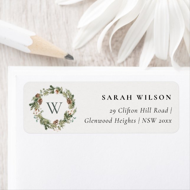 Rustik Cotton Gräs Cone Monigram jul Adress Returadress Etikett (Insitu)