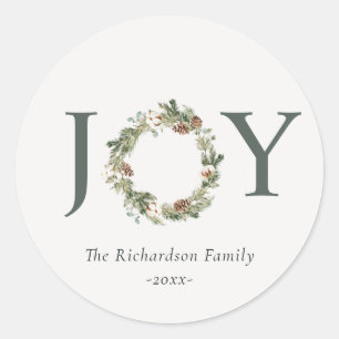 Rustik Cotton Gräs Joy Merriest God Julkrans Runt Klistermärke