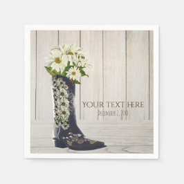 Rustik Country Boot med Prästkragar Bröllopsdusch Pappersservett