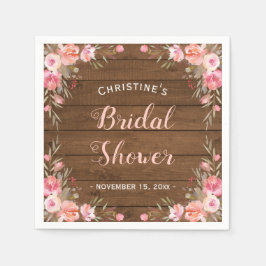 Rustik Country Chic Bröllopsdusch Blommig Papper Pappersservett