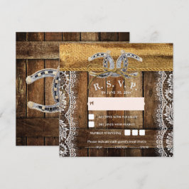 Rustik Country Western Bröllop Svarskort Inbjudningar