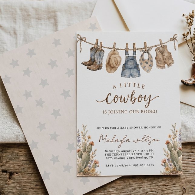 Rustik Cowboy Baby Shower Western Rodeo Inbjudningar (Skapare uppladdad)