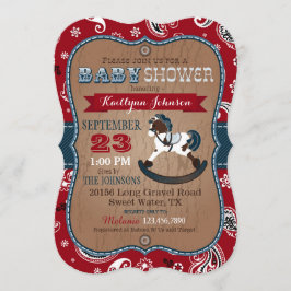 Rustik Cowboy Västerländsk Gunghäst Baby Shower Inbjudningar
