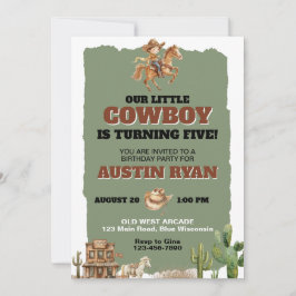 Rustik Cowboy Western Tematisk Födelsedag Inbjudningar