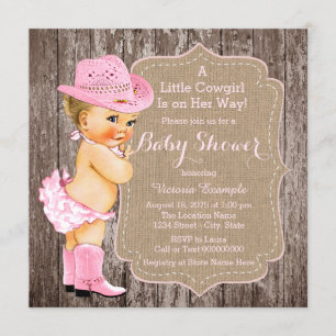 Rustik Cowgirl Baby Shower Inbjudningar