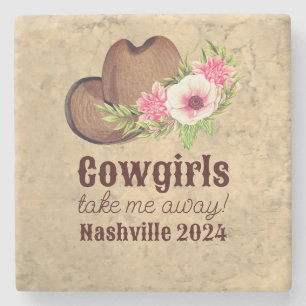Rustik Cowgirl Landsby Chic Rosa Blommig Stenunderlägg