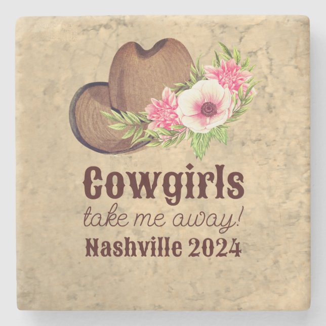 Rustik Cowgirl Landsby Chic Rosa Blommig Stenunderlägg (Framsidan)