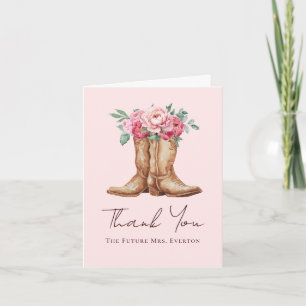 Rustik Cowgirl Rosabrölloppsblommig Bröllop Tack s Kort