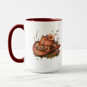 Rustik Cowgirlhatt Vildblomma Westernkonst. Mugg
