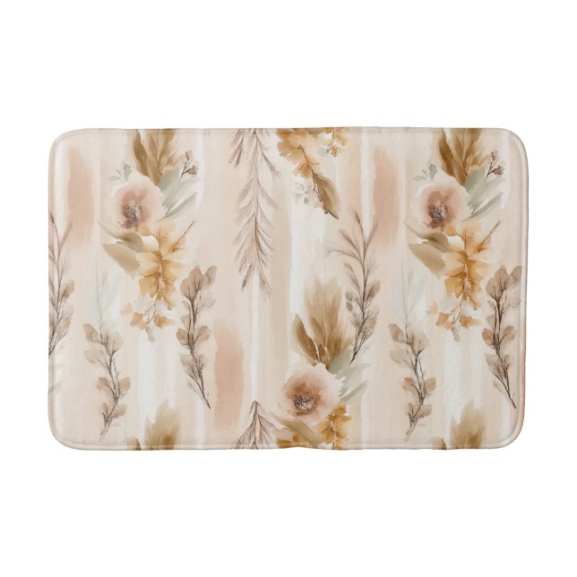 Rustik Crème Boho Blommig Badrumsmatta (Framsidan)