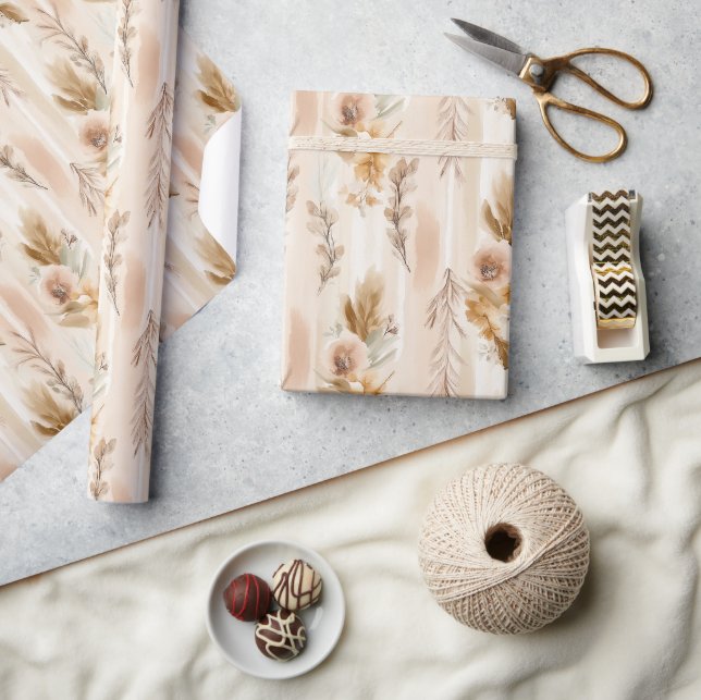 Rustik Crème Boho Blommig Födelsedag Presentpapper (Hantverk)