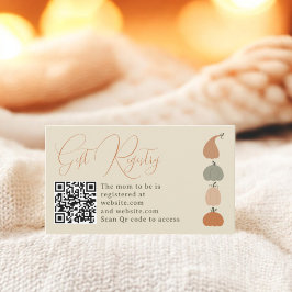 Rustik Cute Fall Pumpkin Baby Shower Gift-register Tilläggskort