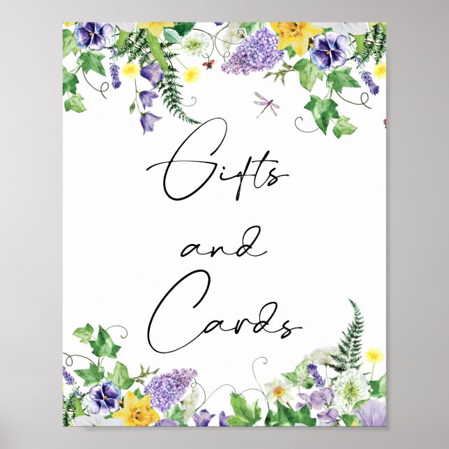 Rustik Daffodils & Wildblommor Gifts & Cards-skylt Poster (Framsidan)