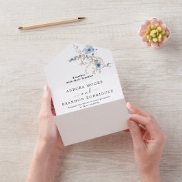 rustik dammig blå akvarell blomsterbukett