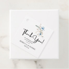 rustik dammig blå akvarell blomsterbukett gåvor etiketter