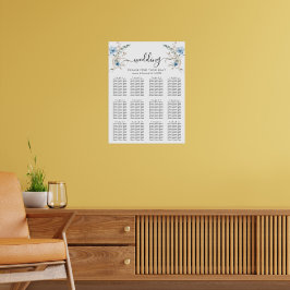 rustik dammig blå akvarell blomsterbukett poster