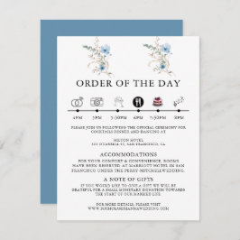 rustik dammig blå akvarell blomsterbukett tilläggskort