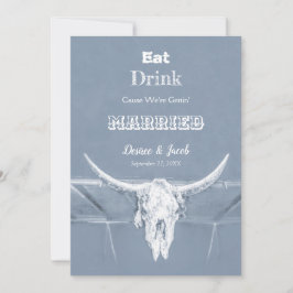 Rustik Dammig Blå Ät Drick Gift Bull Skull Meddelande