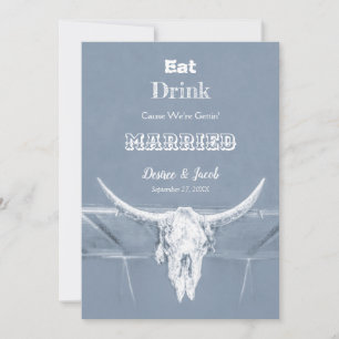 Rustik Dammig Blå Ät Drick Gift Bull Skull Meddelande