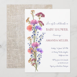 Rustik delikat akryl Blommigt Bouquet Baby Shower Inbjudningar