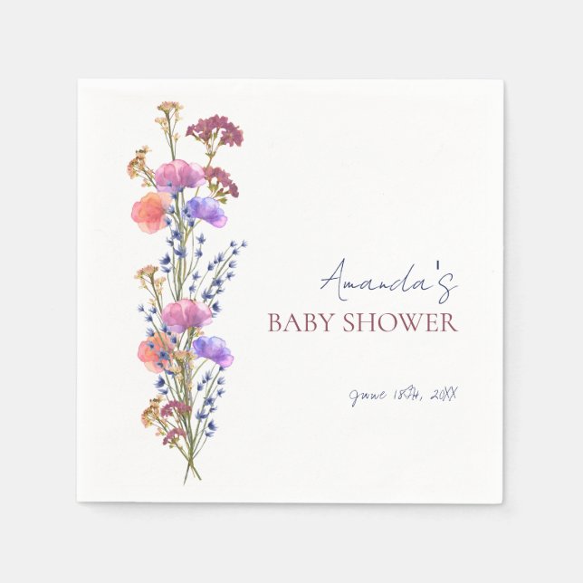 Rustik delikat akryl Blommigt Bouquet Baby Shower Pappersservett (Framsidan)